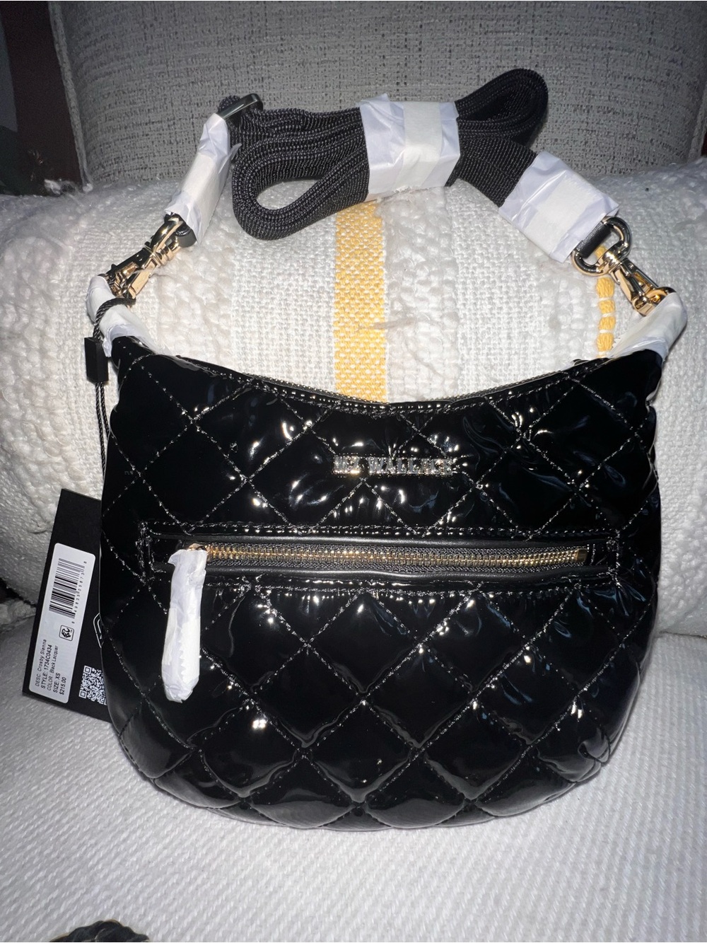 MZ Wallace Black Lacquer Mini Crosby Sienna Crossbody Bag